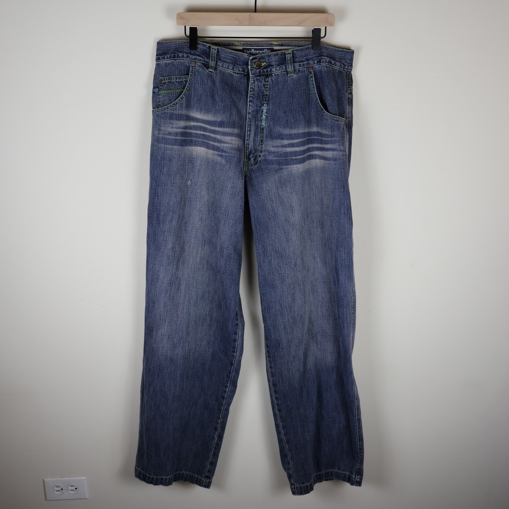 Vintage Y2K Pelle Pelle Baggy Denim Blue Jeans‎ Size 38x34 Waist 36" Inseam 33"